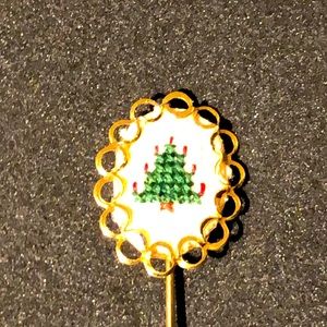 Crossstitched Christmas Tree Stick Pin
